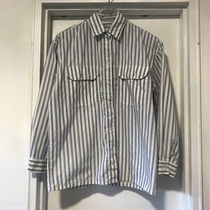 VINTAGE Separate Issue Oversized Button-up Blue & White Striped Shirt Women's 10